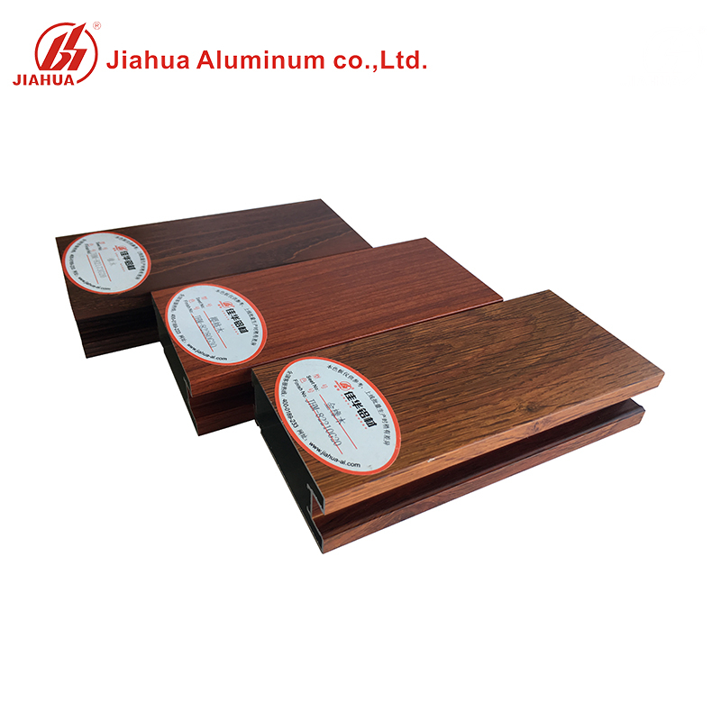 Perfiles de moldeo de grano de madera Jia Hua Marco de aluminio Marco de ventana y perfil de aluminio de vidrio para Dubai