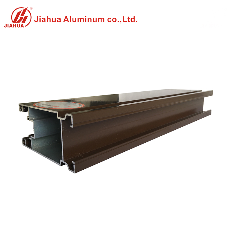 JIA HUA Puertas de aluminio de alto estándar color marrón 6063 T5 Perfiles de Windows para el mercado de la India